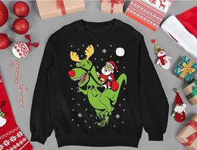 img 1 attached to 🦖 Roaring with Style: T Rex Santa Christmas Sweater Sweatshirt for Boys - Fashion Hoodies & Sweatshirts