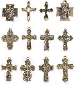 img 2 attached to 🏺 Lot of 100 Mixed Antique Bronze Cross Charms and Pendants