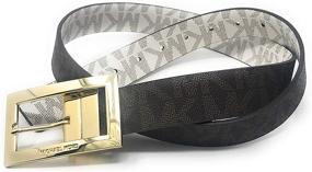 img 2 attached to 👩 Stylish and Versatile: Michael Kors Women's Rectangle Buckle Reversible Brown To Vanilla Logo Belt