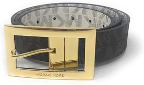 img 4 attached to 👩 Stylish and Versatile: Michael Kors Women's Rectangle Buckle Reversible Brown To Vanilla Logo Belt