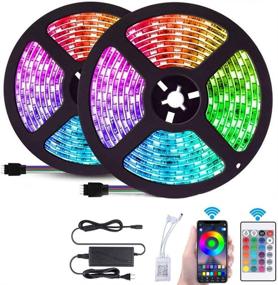 img 4 attached to 🌈 Waterproof LED Strip Light Kit - 300leds 5050 RGB 10M: Bluetooth App Control, Music Sync, Remote, Perfect for Kitchen & Party