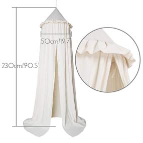img 2 attached to MAMERIA Kids Bed Canopy: Frilly Cotton Cover Net for Baby Crib, Reading Nook Curtain, Hideaway Hanging Round Tent – Nursery Bedding Play Room Decor