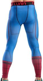 img 1 attached to 🕷️ Spider Printed Men's Compression Leggings: Red Plume Tight Sport Pants