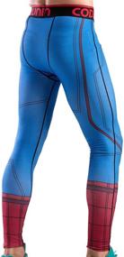 img 2 attached to 🕷️ Spider Printed Men's Compression Leggings: Red Plume Tight Sport Pants