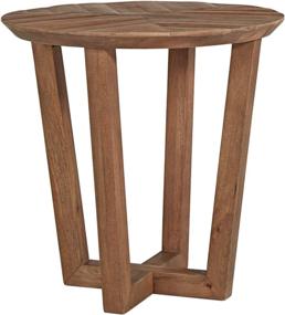 img 4 attached to 🌲 Rustic Mango Wood Round End Table by Signature Design - Ashley Kinnshee, in Brown