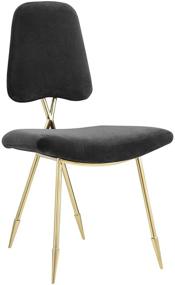 img 3 attached to 🪑 Stylish and Sophisticated: Modway Ponder Performance Velvet Upholstered Dining Side Chair in Black with Gold Stainless Steel Legs