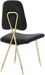 img 1 attached to 🪑 Stylish and Sophisticated: Modway Ponder Performance Velvet Upholstered Dining Side Chair in Black with Gold Stainless Steel Legs