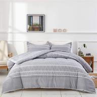 joyreap 3pcs comforter set gray: ultra soft microfiber, triangle stripes boho design, all season bedding (full/queen, 90x90 inches) logo