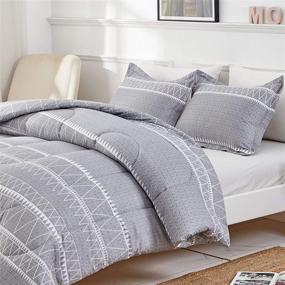 img 1 attached to Joyreap 3pcs Comforter Set Gray: Ultra Soft Microfiber, Triangle Stripes Boho Design, All Season Bedding (Full/Queen, 90x90 inches)