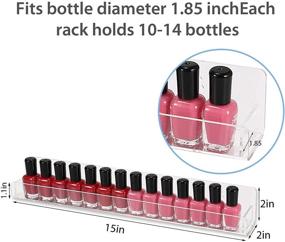 img 2 attached to 🔹 Umirokin 6 Pack Acrylic Nail Polish Rack Wall Shelf - 15 Inch, Holds 96 Bottles, Clear Nail Polish Holder Display for Wall, Essential Oils Organizer