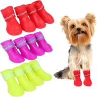 🐾 jettingbuy waterproof dog boots: 12-piece set of non-slip silicone shoes for rainy days - ideal pet boots for dogs and cats (3 sets, 3 colors) логотип