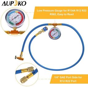 img 2 attached to 🚗 Aupoko Car AC Refrigerant Charge Hose with Gauge and R134A Can Tap Valve: Complete Recharge Kit with Low Pressure Gauge and 59'' Recharge Hose