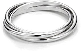 img 1 attached to SEO-Optimized Tarnish-Resistant Wedding Band Ring in High-Polish Plain Dome, Sterling Silver, Triple Interlocked Rolling Design