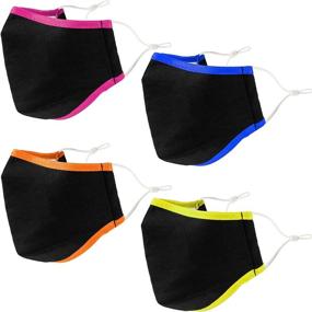 img 4 attached to 🔥 FOREVERFLYBIRD Cloth Face Mask 4 Pack - Unisex, Washable, Reusable, Adjustable Ear Straps, 3-Ply, 100% Cotton, Nose Wire - Black Cloth Mask