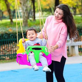 img 2 attached to IFOYO Kids Swing Seat: 3-in-1 Toddler Swing Chair with Secure Detachable High Back, Perfect for Playground Indoor Outdoor - Pink