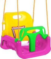 ifoyo kids swing seat: 3-in-1 toddler swing chair with secure detachable high back, perfect for playground indoor outdoor - pink логотип