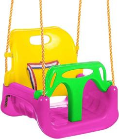 img 4 attached to IFOYO Kids Swing Seat: 3-in-1 Toddler Swing Chair with Secure Detachable High Back, Perfect for Playground Indoor Outdoor - Pink