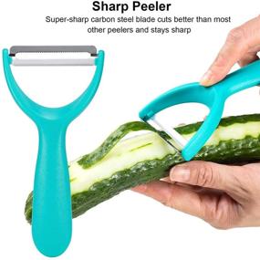 img 1 attached to 🥕 3-Piece Y Peeler Set - Caperci Kitchen Vegetable Peelers with Julienne, Serrated, and Straight Blades