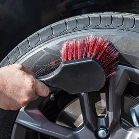 img 1 attached to BZCZH Dense Bristle Tire and Wheel Brush - Extra Detailing Brush for Easy Cleaning of Dirty Wheels and Tire Dirt - Portable Rim Brush for Effective Scrubbing