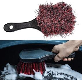 img 3 attached to BZCZH Dense Bristle Tire and Wheel Brush - Extra Detailing Brush for Easy Cleaning of Dirty Wheels and Tire Dirt - Portable Rim Brush for Effective Scrubbing