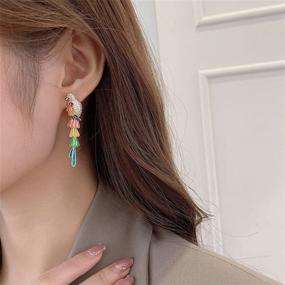 img 3 attached to 🦜 Colorful Parrot Crystal Stud Earrings: Cute Dangle Drops for Women & Girls, Silver-Plated Fashion Jewelry, Perfect Christmas Gift!