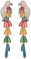 🦜 colorful parrot crystal stud earrings: cute dangle drops for women & girls, silver-plated fashion jewelry, perfect christmas gift! logo