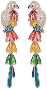 img 4 attached to 🦜 Colorful Parrot Crystal Stud Earrings: Cute Dangle Drops for Women & Girls, Silver-Plated Fashion Jewelry, Perfect Christmas Gift!