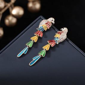 img 1 attached to 🦜 Colorful Parrot Crystal Stud Earrings: Cute Dangle Drops for Women & Girls, Silver-Plated Fashion Jewelry, Perfect Christmas Gift!