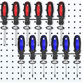 img 1 attached to Organize Your Tools with the 2-Piece Pegboard Screwdriver Holder and Multi-Ring Tool Accessory Holder - Black