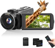 📹 wifi fhd 1080p video camera camcorder: vlogging youtube, ir night vision recorder, 3.0" screen, 16x zoom, remote control - includes 2 batteries & charger! logo