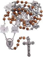 🙏 2 feet stations of the cross wooden bead rosary with resurrection centerpiece: enhanced spiritual contemplation logo