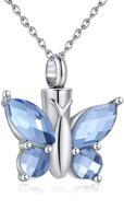 🦋 stainless steel silver butterfly urn necklace for ashes - cremation jewelry keepsakes pendant in memory of lost loved one logo