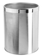 🗑️ modern stainless steel garbage can for small office or home décor - bennett small wastebasket bin with detach-a-ring, open top design for powder room or bathroom (dia. 9.6 x h 11.8) logo