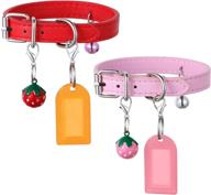 🐱 premium leather cat collar with custom name tag, unique bells and 2pcs mixed loading (pink and red), s yards logo