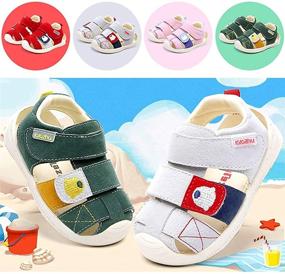 img 1 attached to Moceen Toddler Sandals: Stylish Microfiber Grey White Girls' School Uniform Shoes