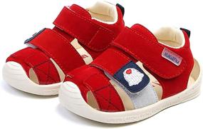 img 2 attached to Moceen Toddler Sandals: Stylish Microfiber Grey White Girls' School Uniform Shoes