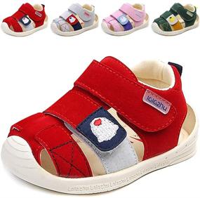 img 3 attached to Moceen Toddler Sandals: Stylish Microfiber Grey White Girls' School Uniform Shoes
