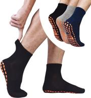 🧦 men's non slip house socks: 3 pairs of gripped anti-skid yoga pilates slipper socks for tile, wood floors & hospitals logo