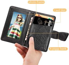 img 1 attached to Secure and Stylish Phone Card Holder Sleeve with RFID Blocking, 3D Butterfly Flower Kickstand and Pu Leather Texture - Stick-On Adhesive Wallet for Smartphones iPhone/Android/Samsung Galaxy-Black