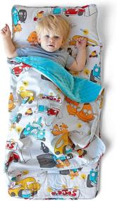 img 4 attached to JumpOff Jo Toddler Mat: Children's Sleeping Bag with Pillow - Ideal for 🛏️ Preschool, Daycare, Sleepovers - Jo's Garage Design (43 x 21 inches) - Enhanced SEO