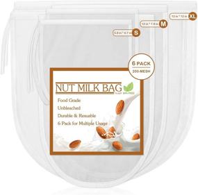 img 4 attached to Reusable Food Strainer for Nut Milk, Greek Yogurt, Cold Brew Coffee, and More - 6 Pack Nut Milk Bag, Fancymay, 200 Mesh/Inch Ultra Fine Mesh for Efficient Filtering