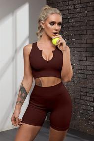 img 1 attached to 🏋️ FAFOFA Ribbed Seamless Sport Bra and High Waist Running Shorts Set for Women, Gym and Yoga 2 Piece Workout Sets