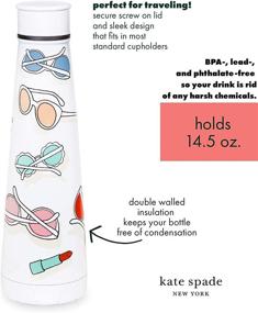 img 3 attached to 🌞 Kate Spade New York Sun's Out White Insulated Stainless Steel Water Bottle, 14.5oz Double Wall Travel Tumbler with Lid