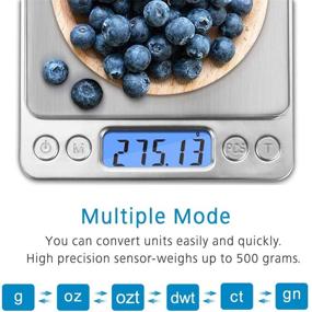 img 1 attached to Toprime Digital Gram Scale - Precision Kitchen Food Scale 500g Capacity with 0.01g Accuracy - Multifunctional Stainless Steel Pocket Scale, Back-Lit LCD Display, Tare & PCS Features - Silver