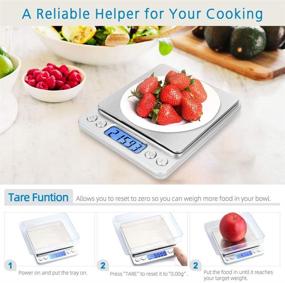 img 2 attached to Toprime Digital Gram Scale - Precision Kitchen Food Scale 500g Capacity with 0.01g Accuracy - Multifunctional Stainless Steel Pocket Scale, Back-Lit LCD Display, Tare & PCS Features - Silver