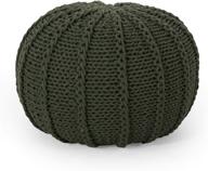 🟢 green christopher knight home corisande modern knitted cotton round pouf - enhanced seo logo