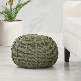 img 3 attached to 🟢 Green Christopher Knight Home Corisande Modern Knitted Cotton Round Pouf - Enhanced SEO