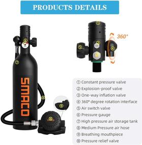 img 1 attached to ⚓️ SMACO 1L Mini Scuba Tank - 15-20 Minutes Diving Support for Underwater Sightseeing, Photography, Boat Cleaning, and Rescue - Diving Equipment