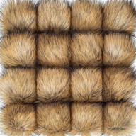 🧶 set of 16 natural faux fur pom pom balls for diy fur pom poms - ideal for hats, shoes, scarves, bags, keychains, and knitted accessories logo