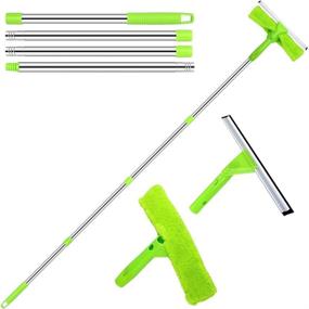 img 4 attached to 🪟 TNELTUEB 5.5 FT Window Squeegee Set, 66.1" Window Washing Kit with Long Aluminum Extension Pole, Versatile 3-in-1 Squeegee for Cleaning Windows, Car Windshield, Shower Glass, Indoors & Outdoors